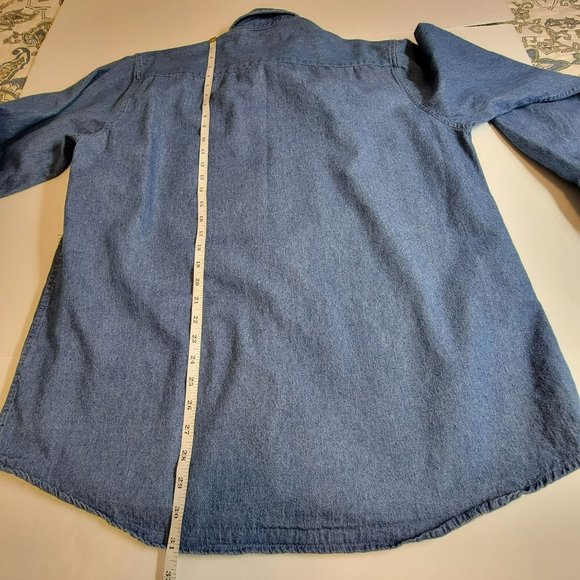 Real Ranch Workwear Shirt,Men L, Denim Blue Medium Wash Casual Button Down, EUC - Picture 11 of 12